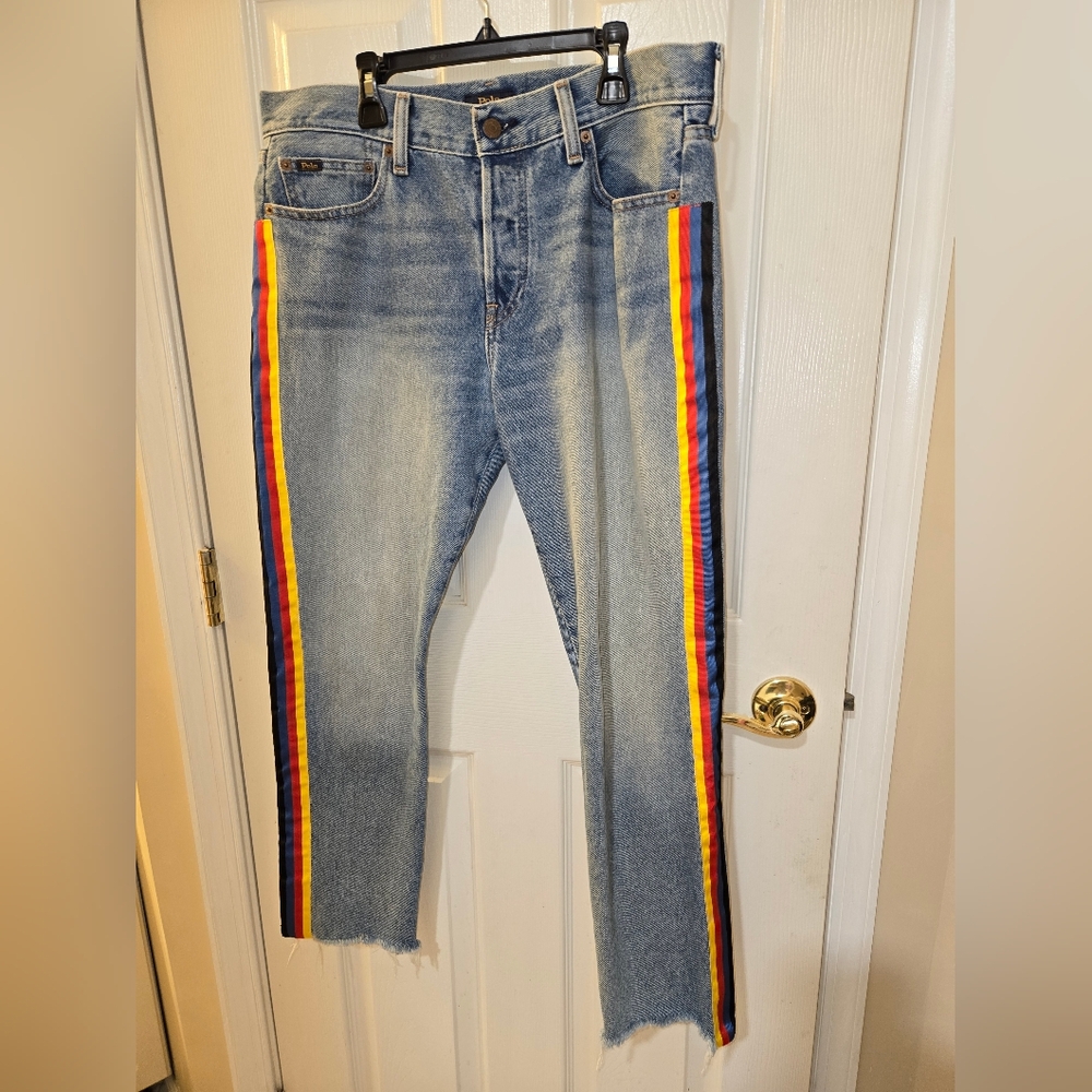Ralph Lauren Blue Jeans with Multicolor Stripe